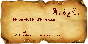 Mikschik Ágnes névjegykártya